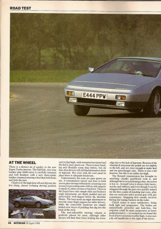 Illustration for article titled Lotus Esprit Turbo road test, Autocar, 20 April 1988